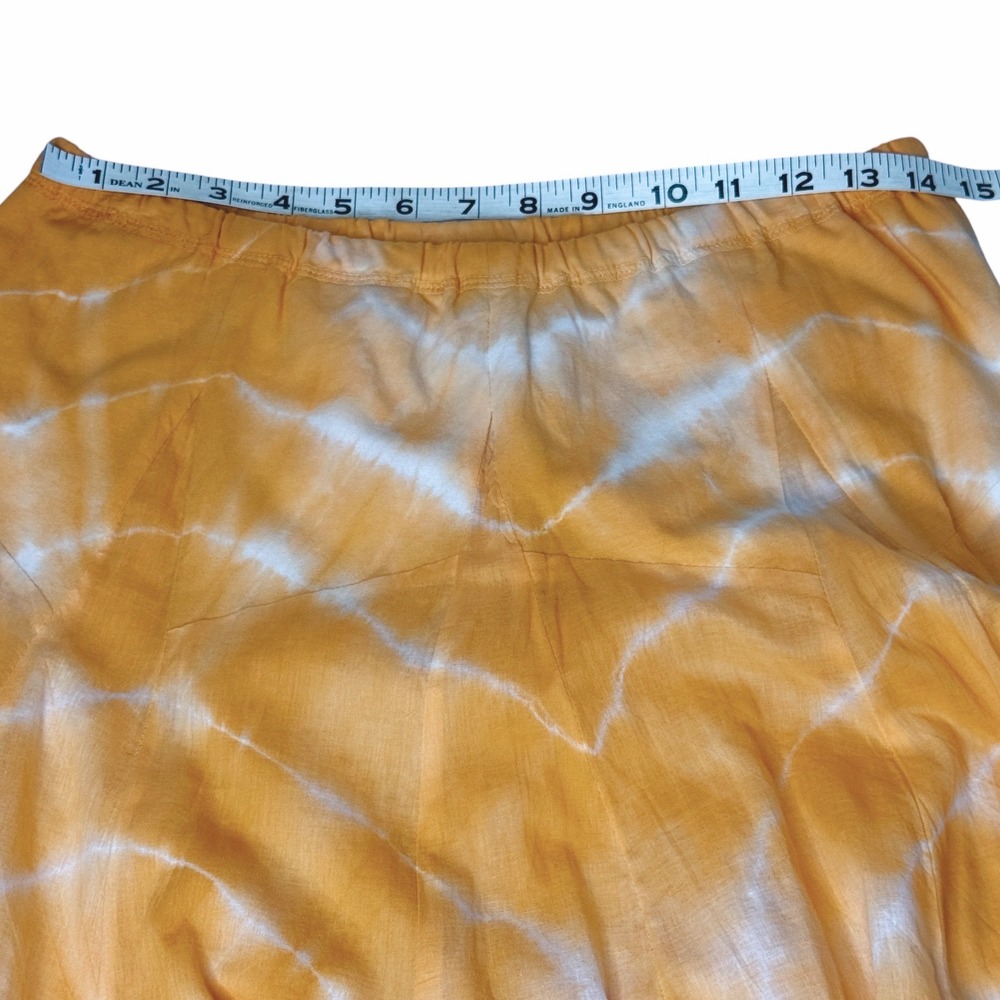 SOFT SURROUNDINGS Orange Tie Dye Cotton Lined Boho Maxi Skirt Size Small - Picture 5 of 7